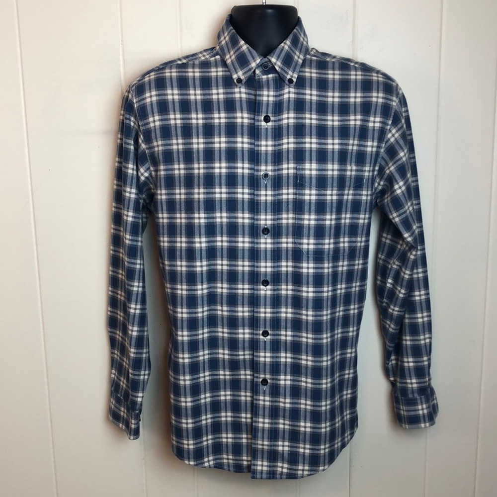 LL Bean Long Sleeve Buttondown Shirt Sz S Small Blue Grey Plaid